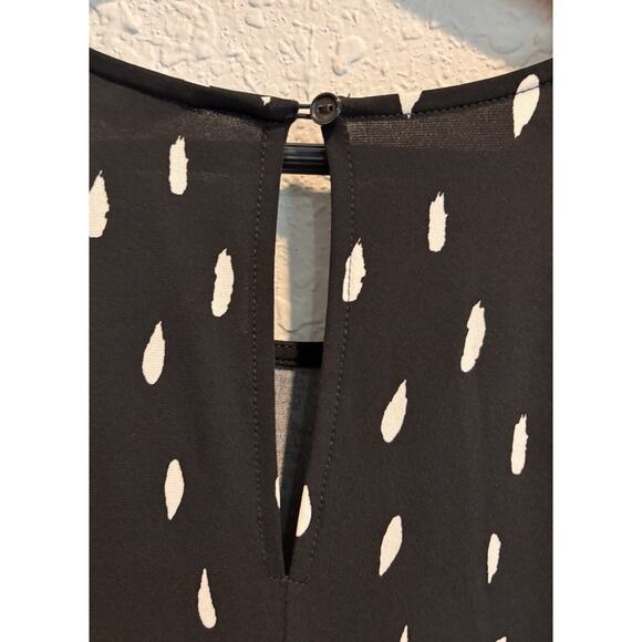 Estelle Black White Print Tie Waist Casual Short Sleeve Dress Small Small - Picture 8 of 10